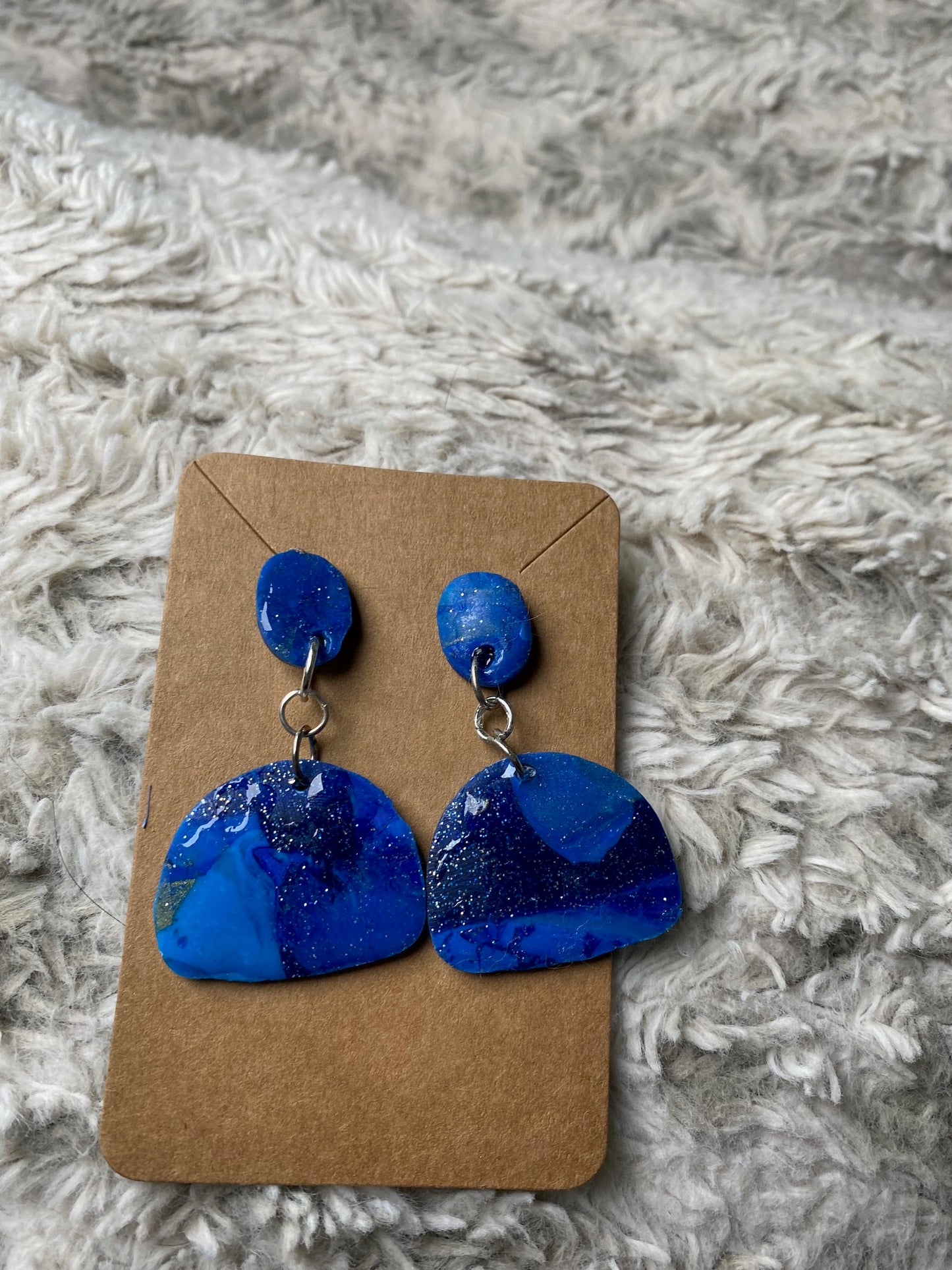 Blue Dangling Arch Earrings