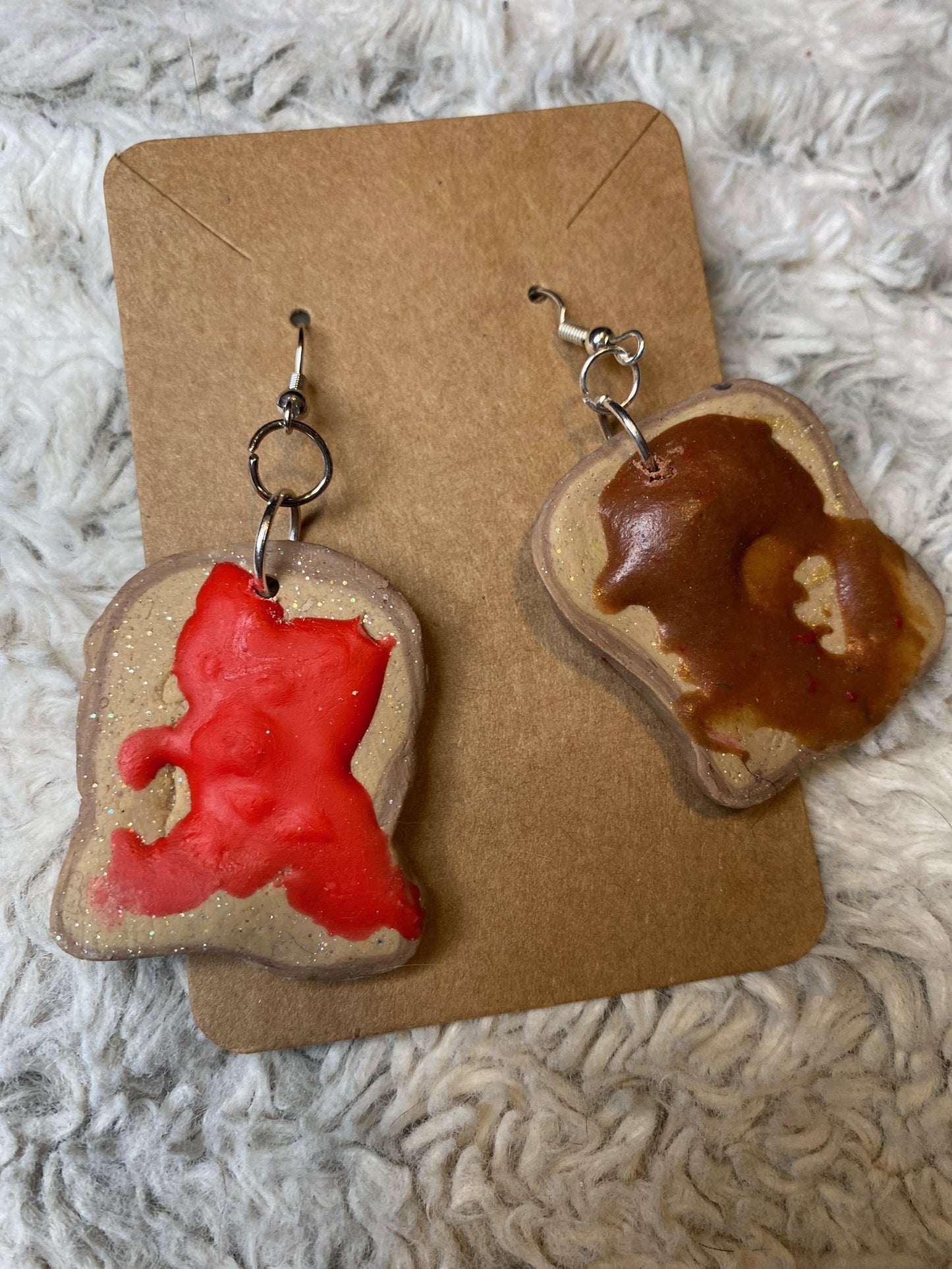 Nutella and Jam Toast Dangling Earrings