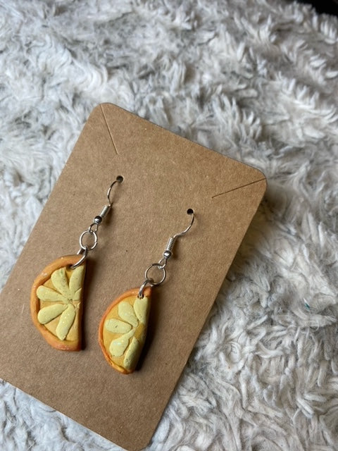 Orange Slice Dangling Polymer Clay Earrings