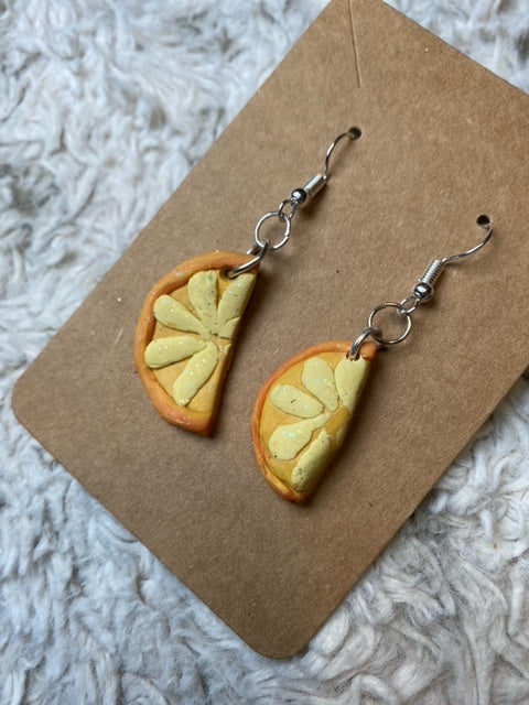 Orange Slice Dangling Polymer Clay Earrings