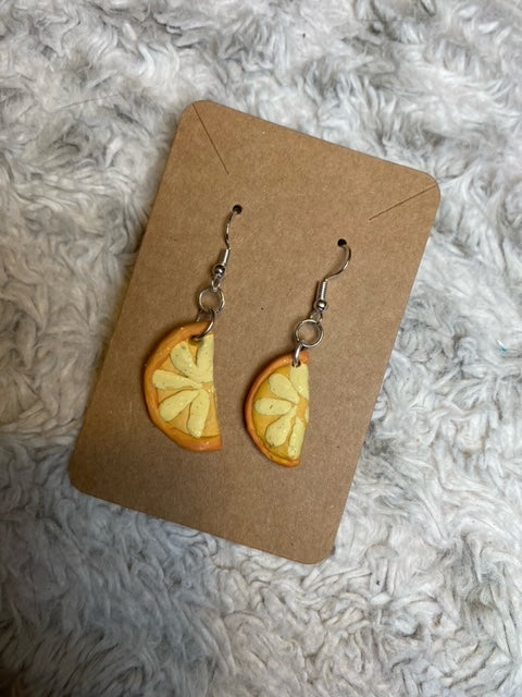 Orange Slice Dangling Polymer Clay Earrings