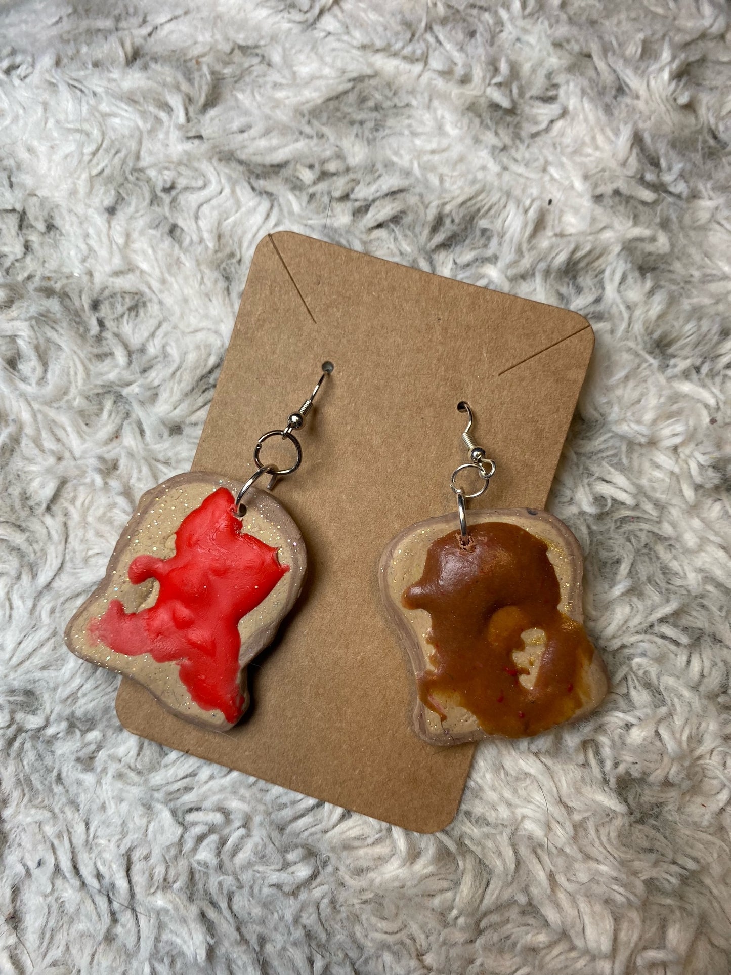 Nutella and Jam Toast Dangling Earrings