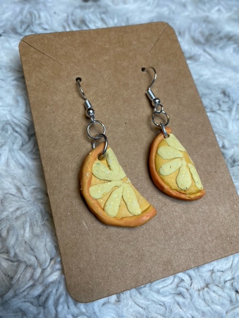 Orange Slice Dangling Polymer Clay Earrings