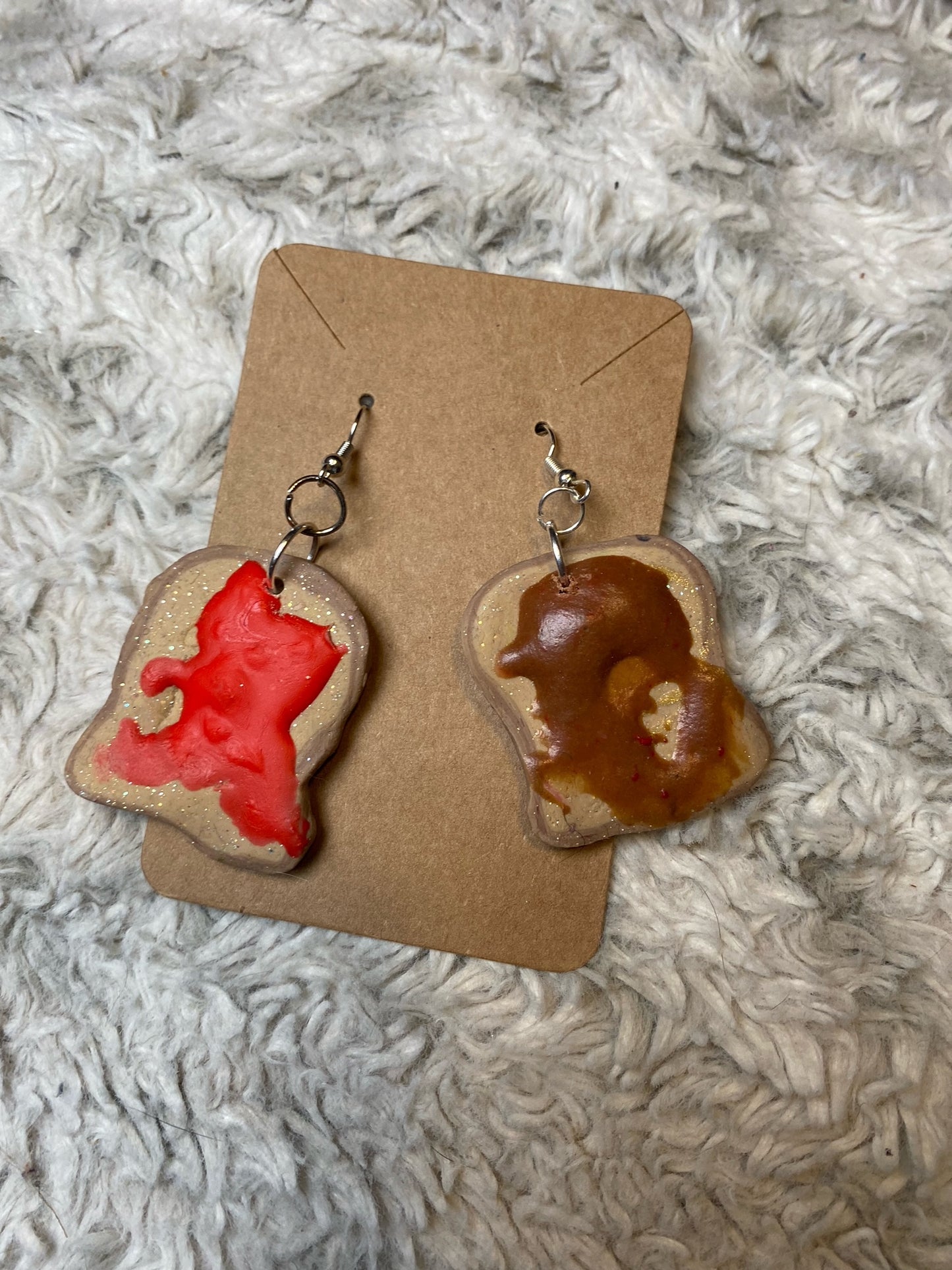 Nutella and Jam Toast Dangling Earrings