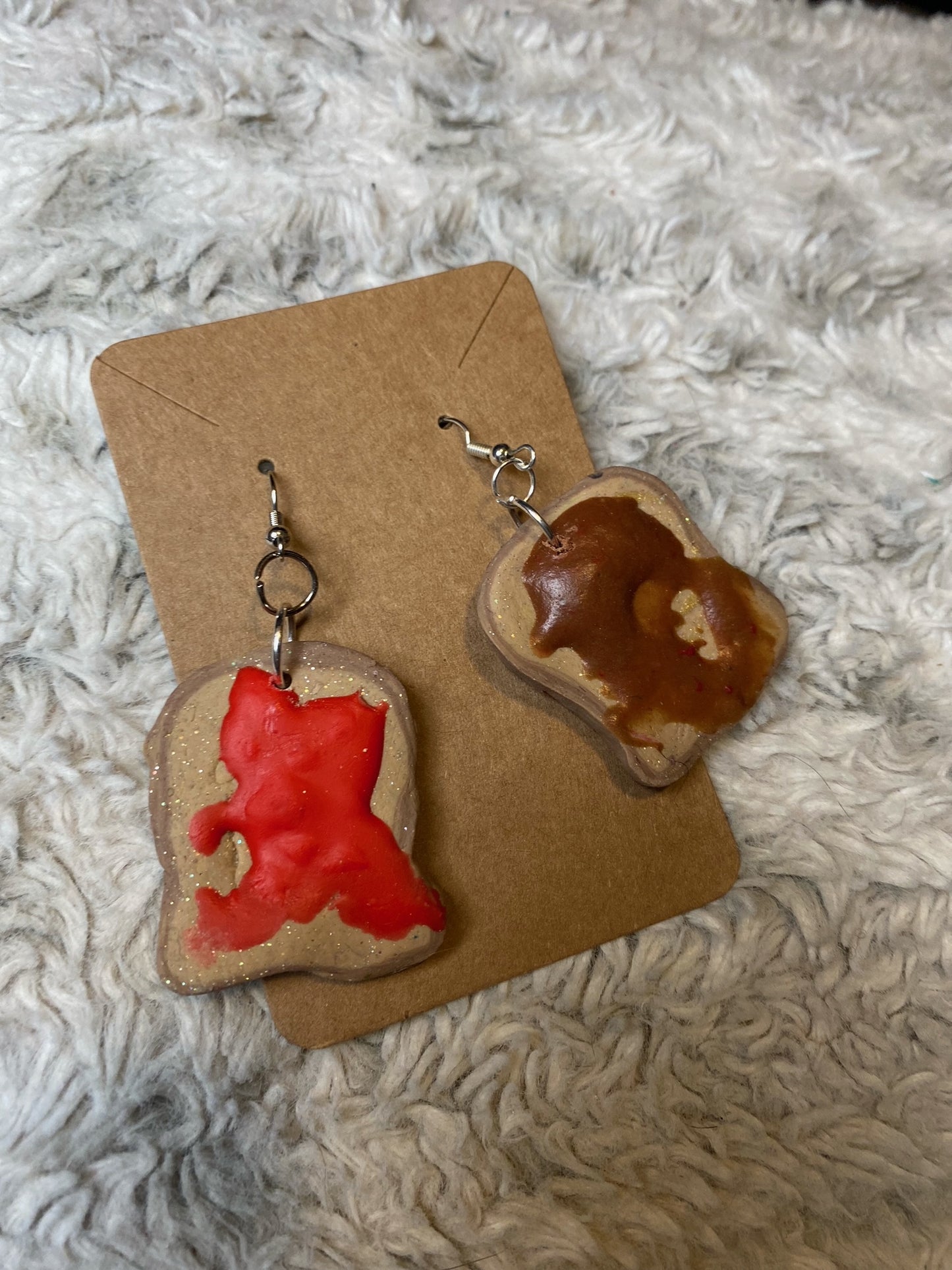 Nutella and Jam Toast Dangling Earrings