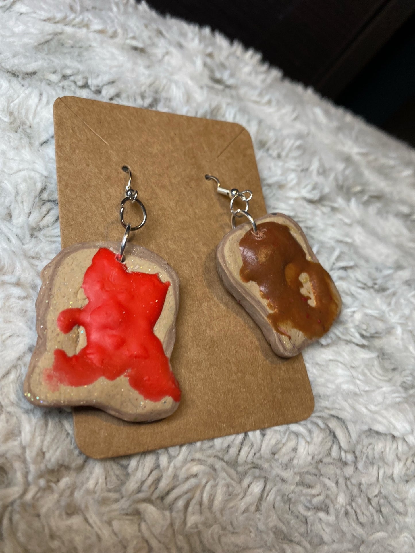 Nutella and Jam Toast Dangling Earrings