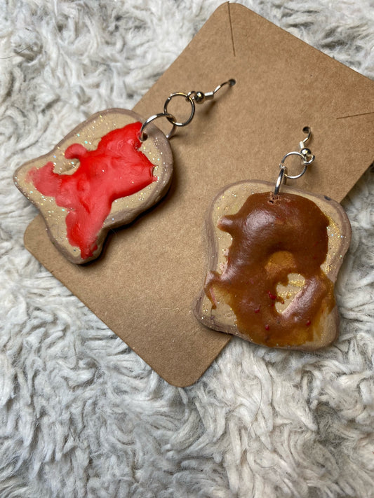 Nutella and Jam Toast Dangling Earrings