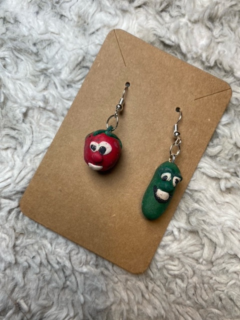 Bob the Tomato and Larry the Cucumber Earrings